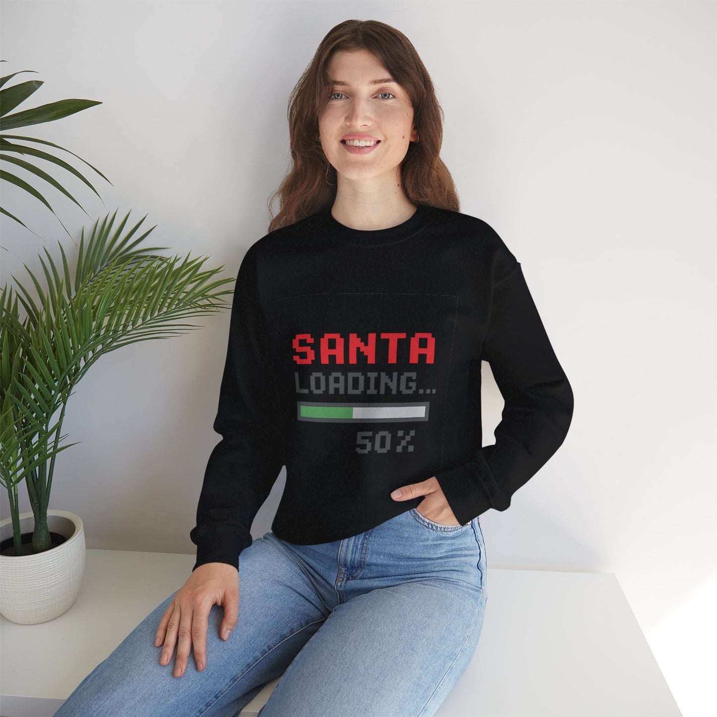 Santa Loading Bar Christmas Unisex Heavy Blend™ Crewneck Sweatshirt