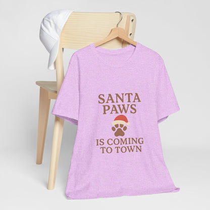 Santa Paws Is Coming To Town Christmas Unisex Jersey Short Sleeve Tee T-shirt