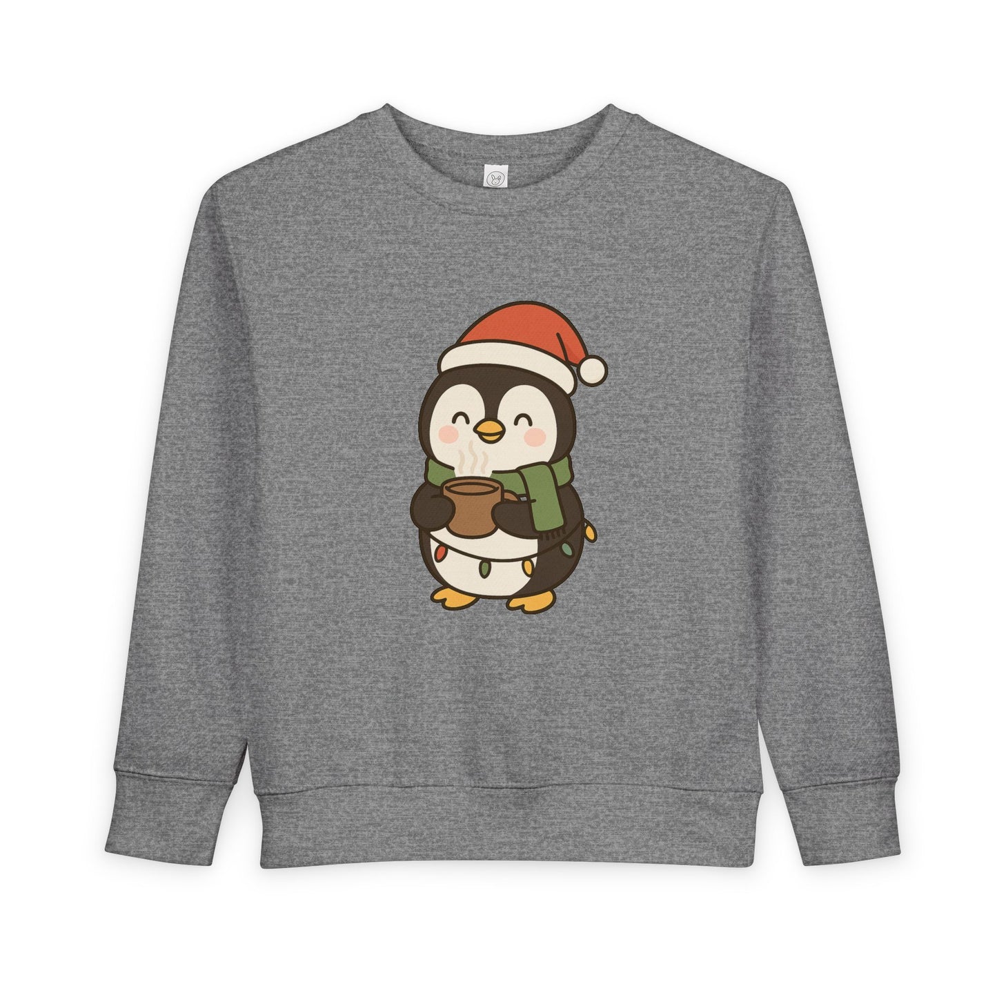 Penguin Drinking Hot Choco Christmas Toddler Sweatshirt