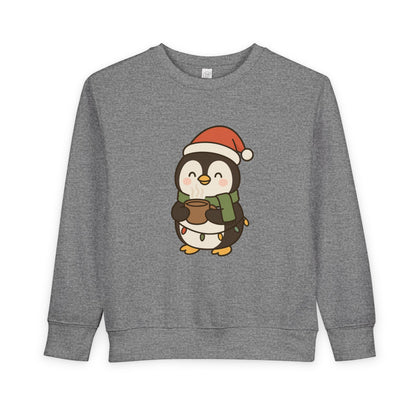 Penguin Drinking Hot Choco Christmas Toddler Sweatshirt