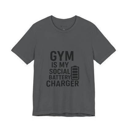 Gym Is My Social Battery Bar Unisex Jersey Short Sleeve Tee T-shirt