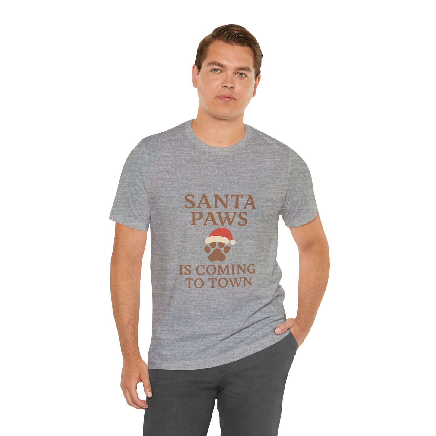 Santa Paws Is Coming To Town Christmas Unisex Jersey Short Sleeve Tee T-shirt