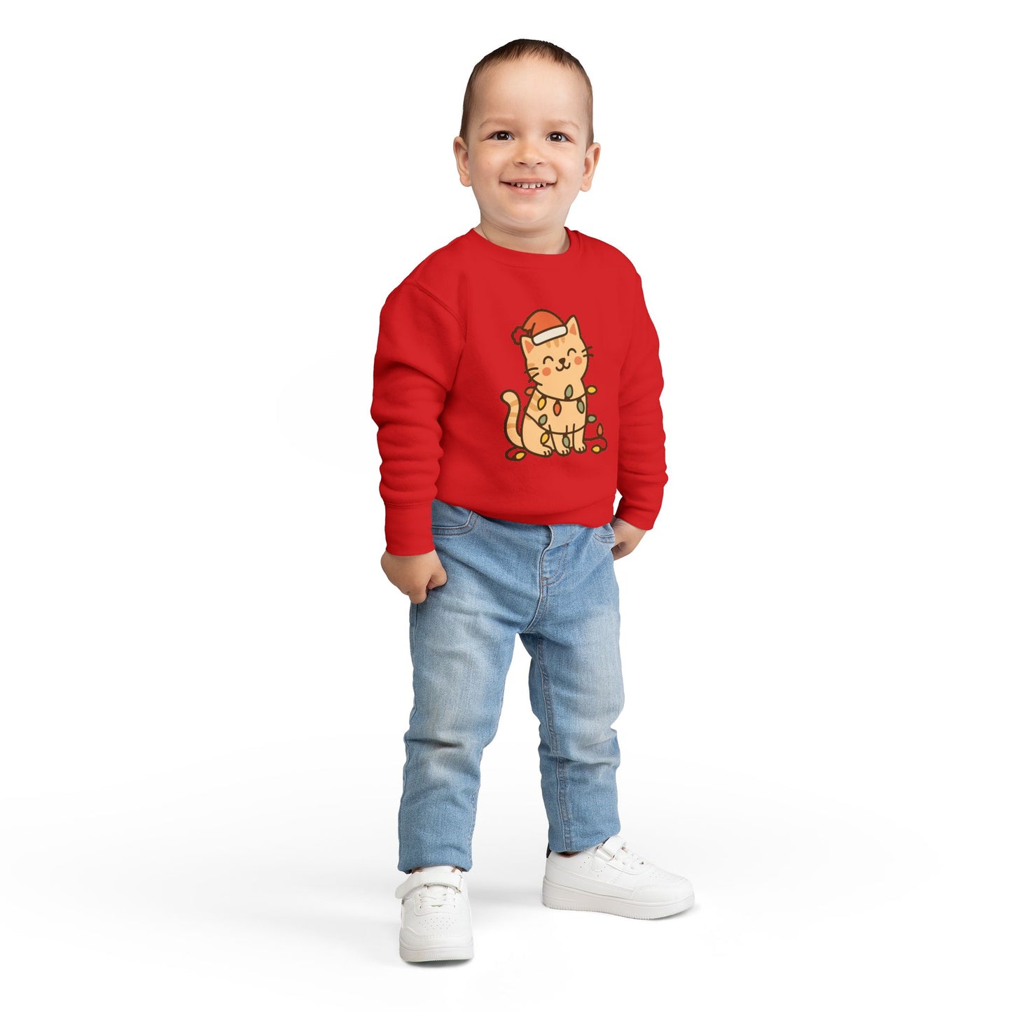 Christmas Decorated CatToddler Sweatshirt