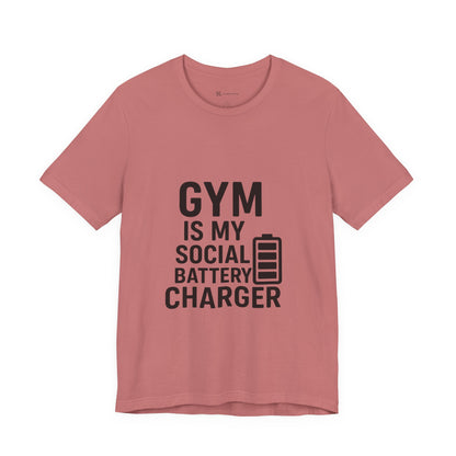Gym Is My Social Battery Bar Unisex Jersey Short Sleeve Tee T-shirt