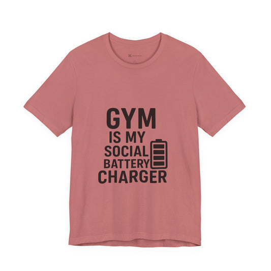 Gym Is My Social Battery Bar Unisex Jersey Short Sleeve Tee T-shirt