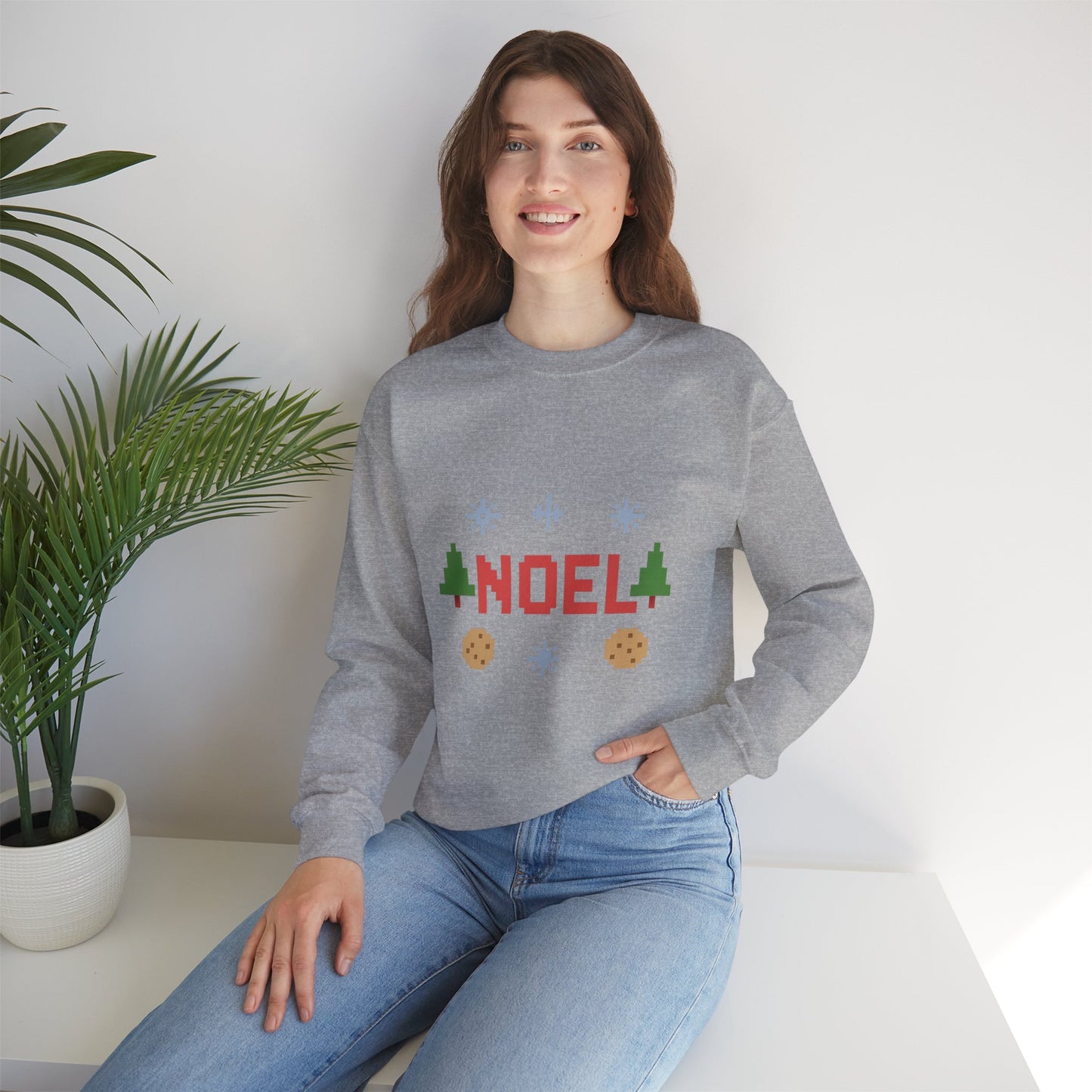 Christmas Noel In Pixel Unisex Heavy Blend™ Crewneck Sweatshirt