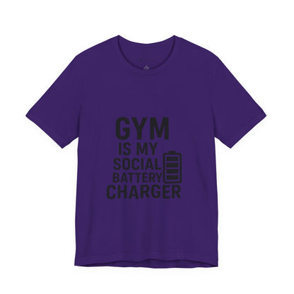 Gym Is My Social Battery Bar Unisex Jersey Short Sleeve Tee T-shirt