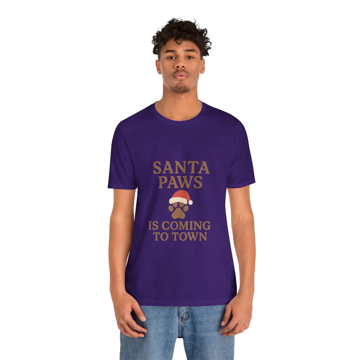 Santa Paws Is Coming To Town Christmas Unisex Jersey Short Sleeve Tee T-shirt