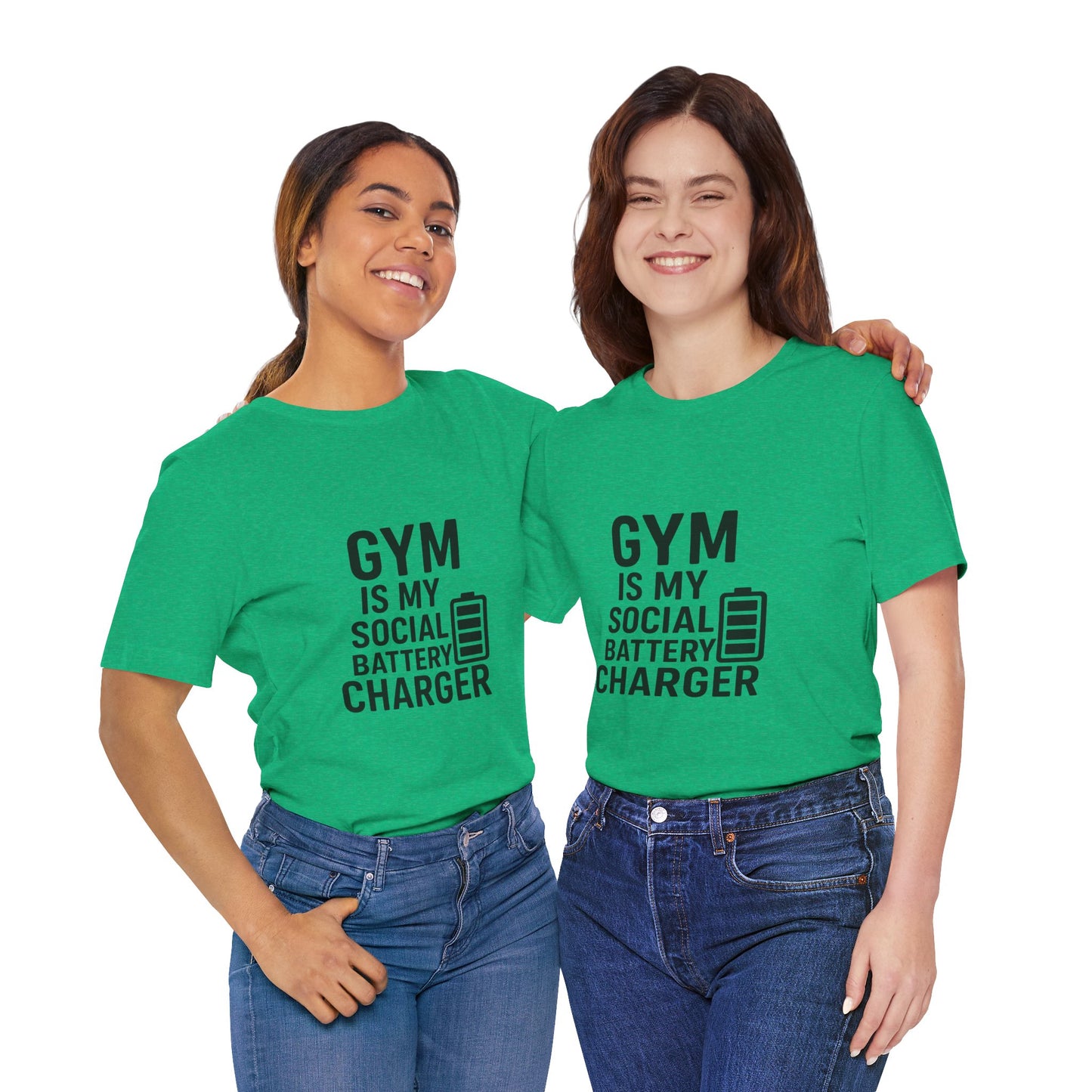 Gym Is My Social Battery Bar Unisex Jersey Short Sleeve Tee T-shirt