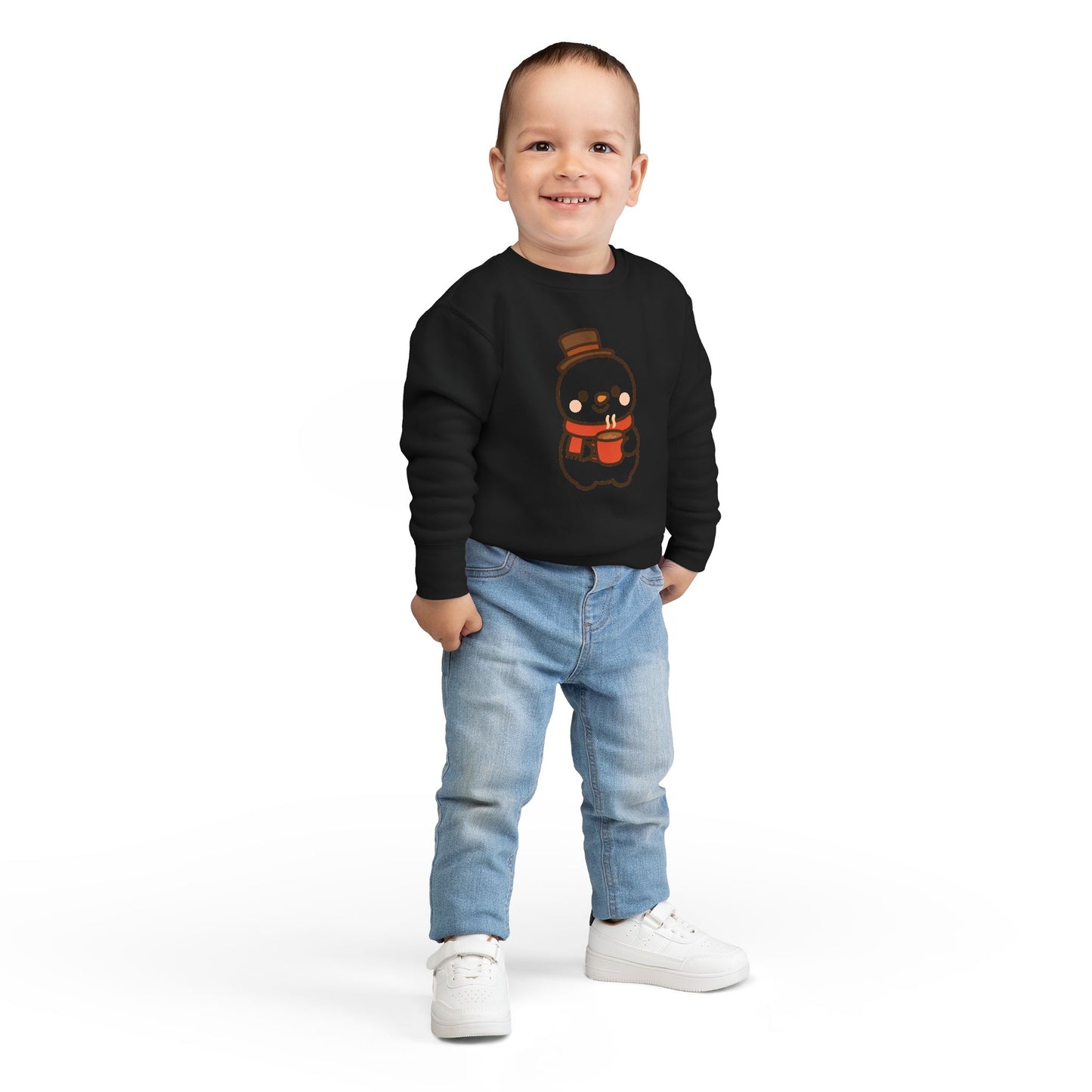 Snowman Drinking Hot Choco Toddler Sweatshirt