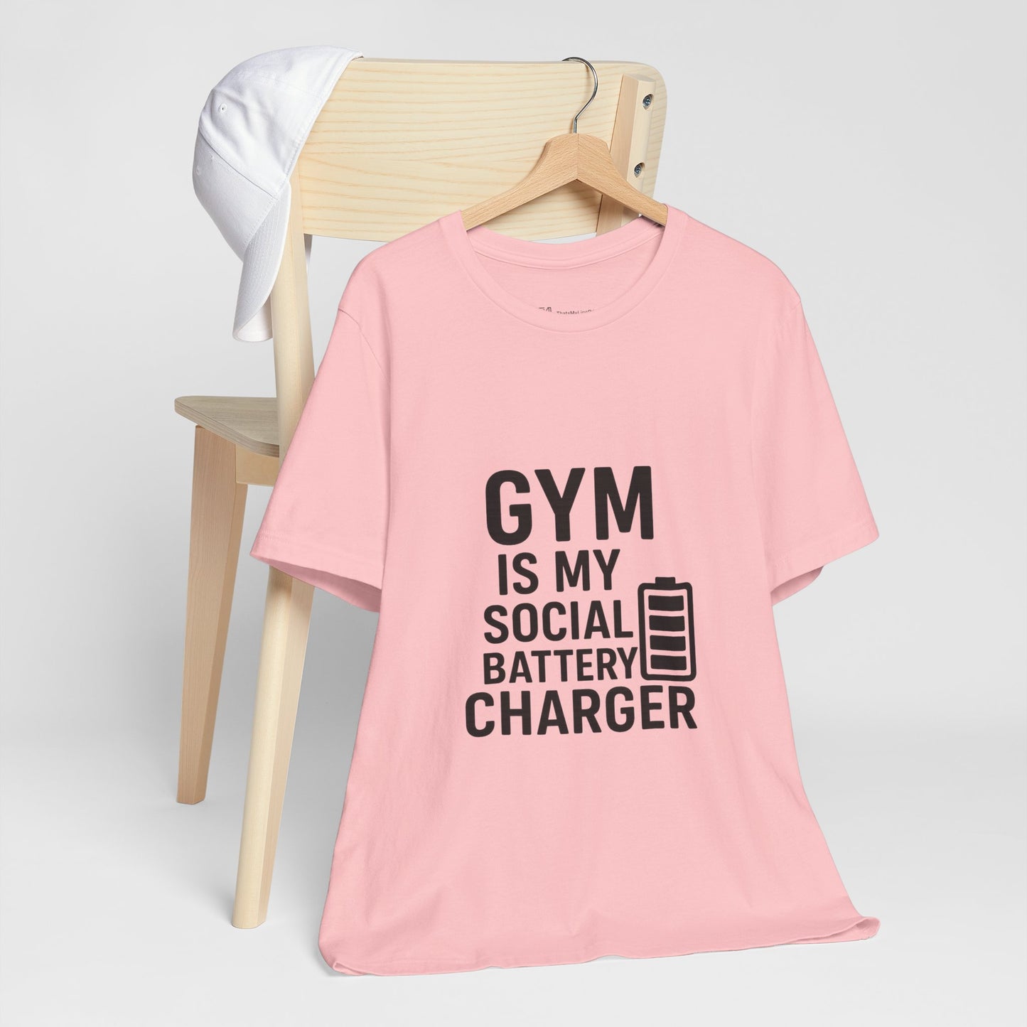 Gym Is My Social Battery Bar Unisex Jersey Short Sleeve Tee T-shirt
