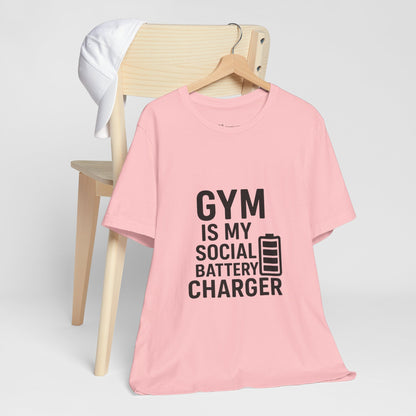 Gym Is My Social Battery Bar Unisex Jersey Short Sleeve Tee T-shirt