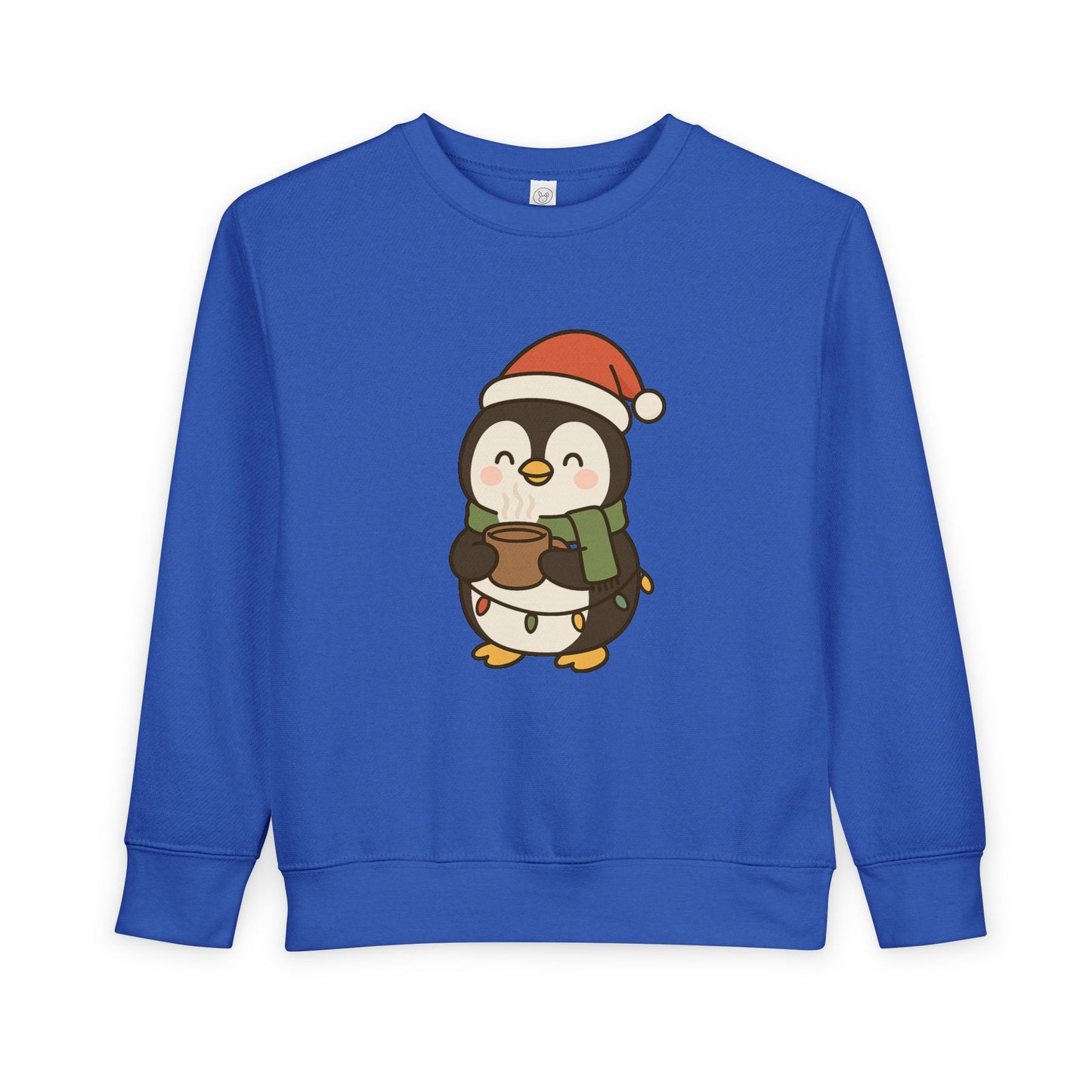 Penguin Drinking Hot Choco Christmas Toddler Sweatshirt