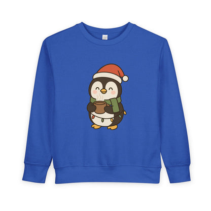 Penguin Drinking Hot Choco Christmas Toddler Sweatshirt