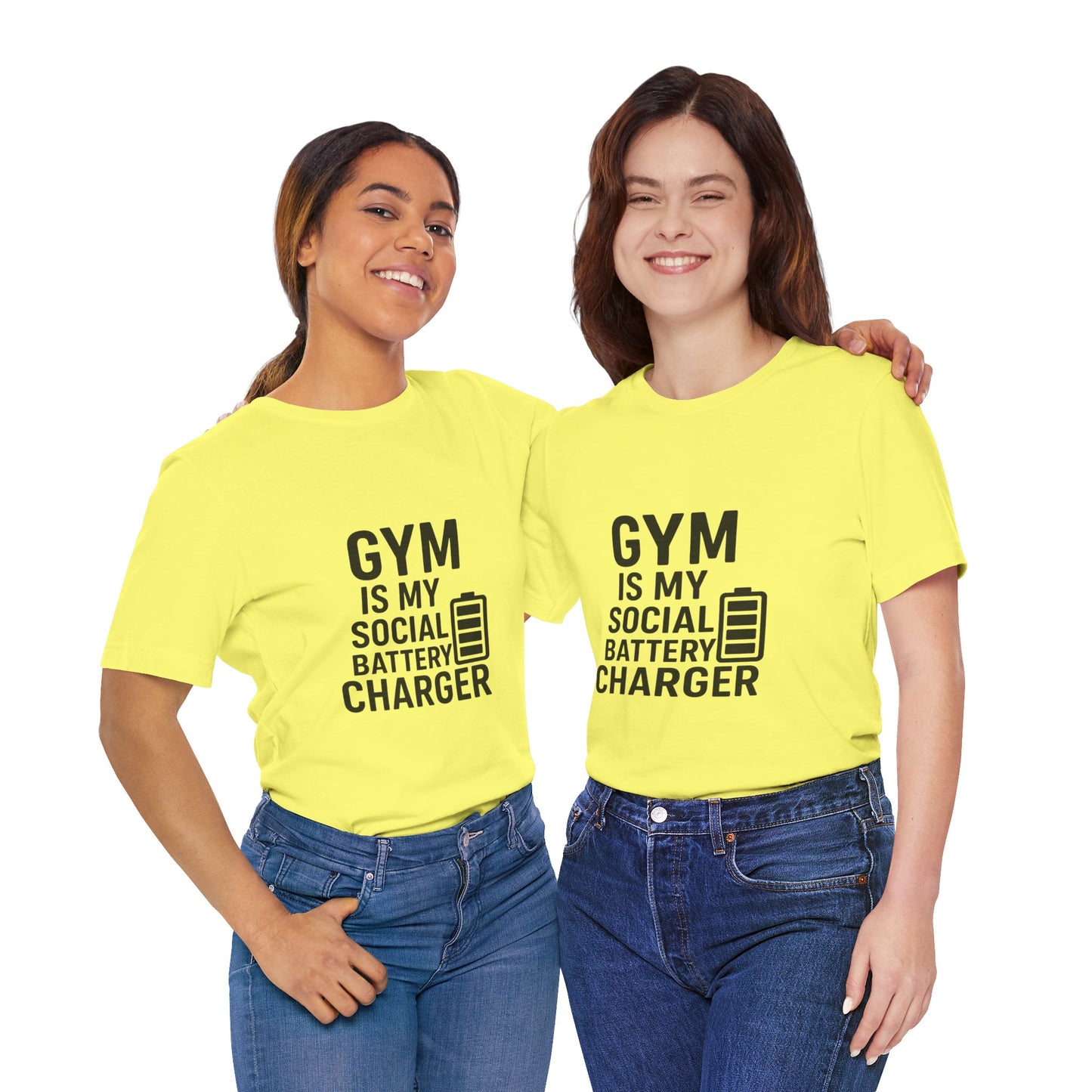 Gym Is My Social Battery Bar Unisex Jersey Short Sleeve Tee T-shirt