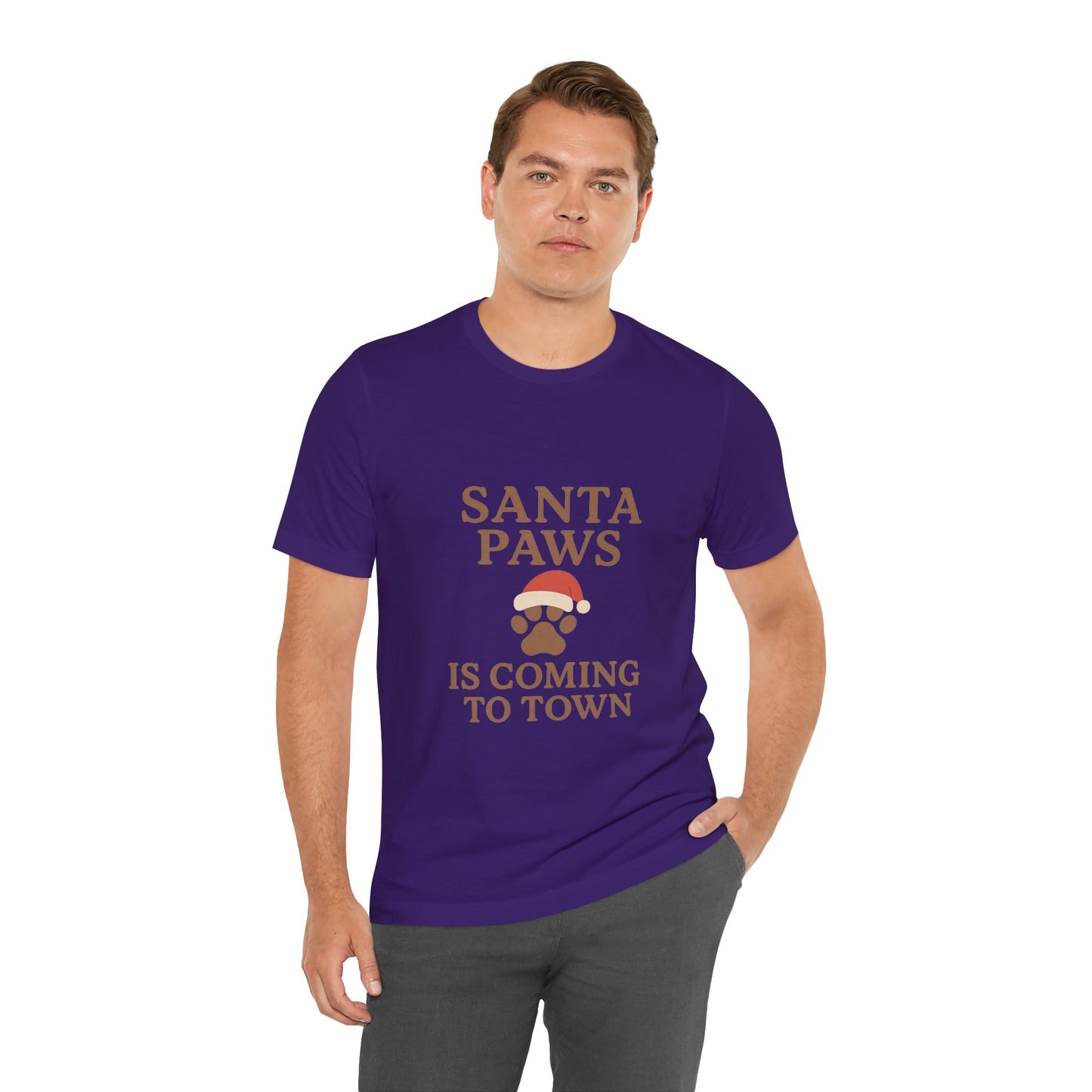Santa Paws Is Coming To Town Christmas Unisex Jersey Short Sleeve Tee T-shirt