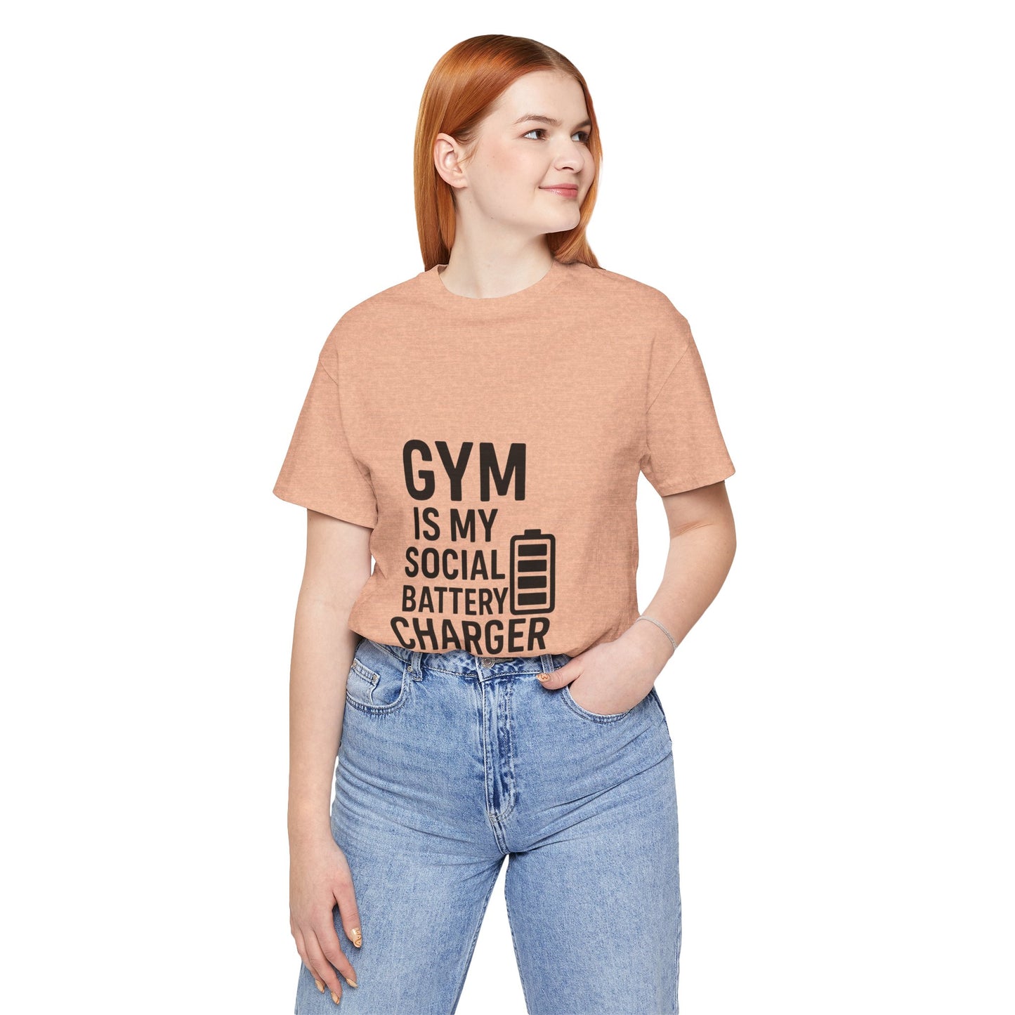 Gym Is My Social Battery Bar Unisex Jersey Short Sleeve Tee T-shirt