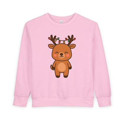 Reindeer Decorated With Lights Christmas Toddler Sweatshirt