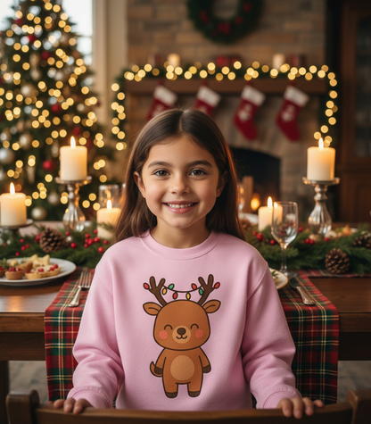 Reindeer Decorated With Lights Christmas Toddler Sweatshirt