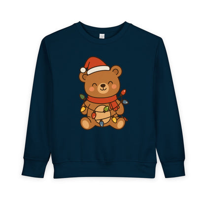 Teddy Bear With Christmas Lights And Hat Toddler Sweatshirt