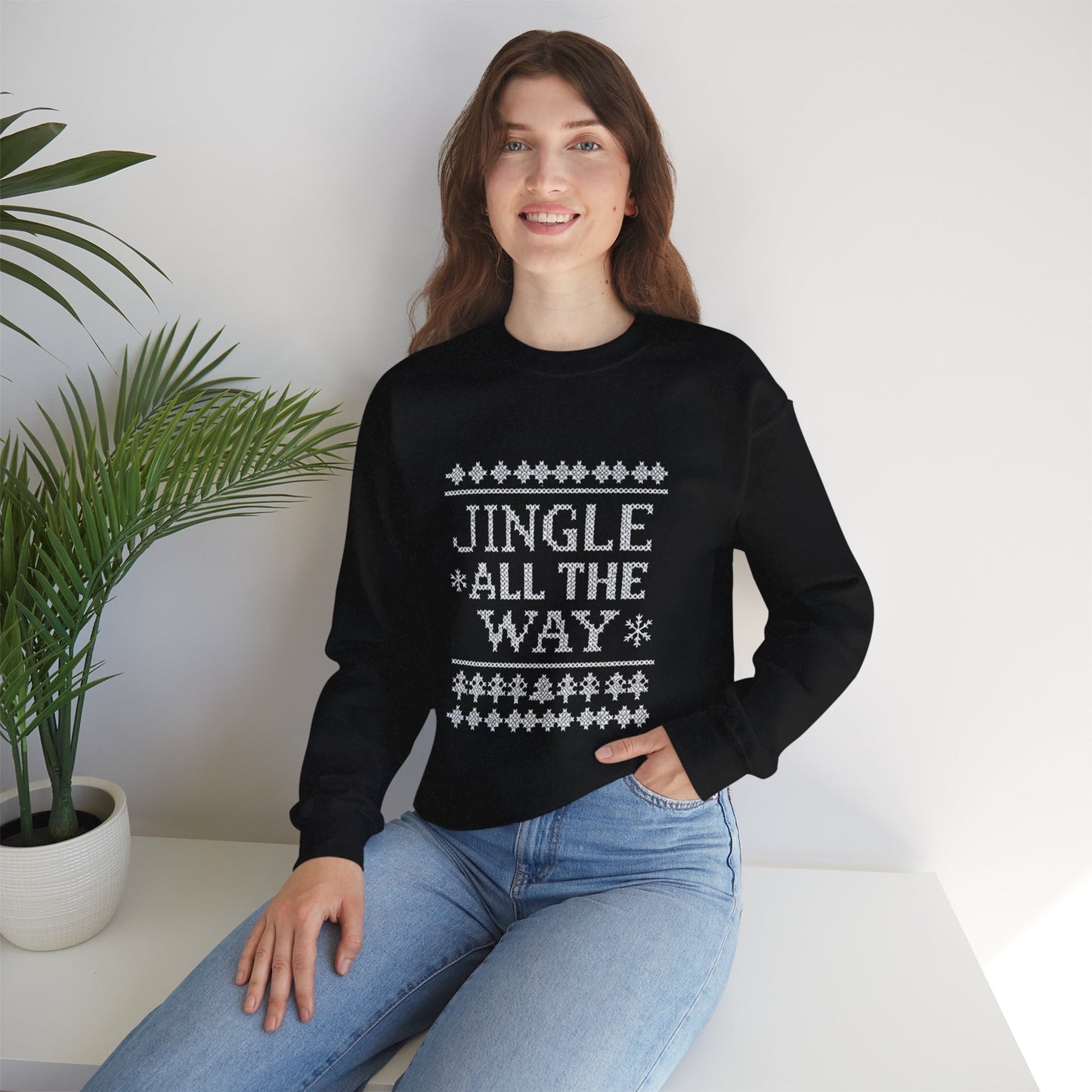 Merry Christmas Ugly Knitted Sweater Style Unisex Heavy Blend™ Crewneck Sweatshirt