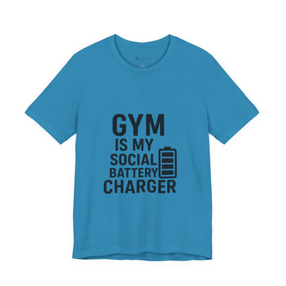 Gym Is My Social Battery Bar Unisex Jersey Short Sleeve Tee T-shirt