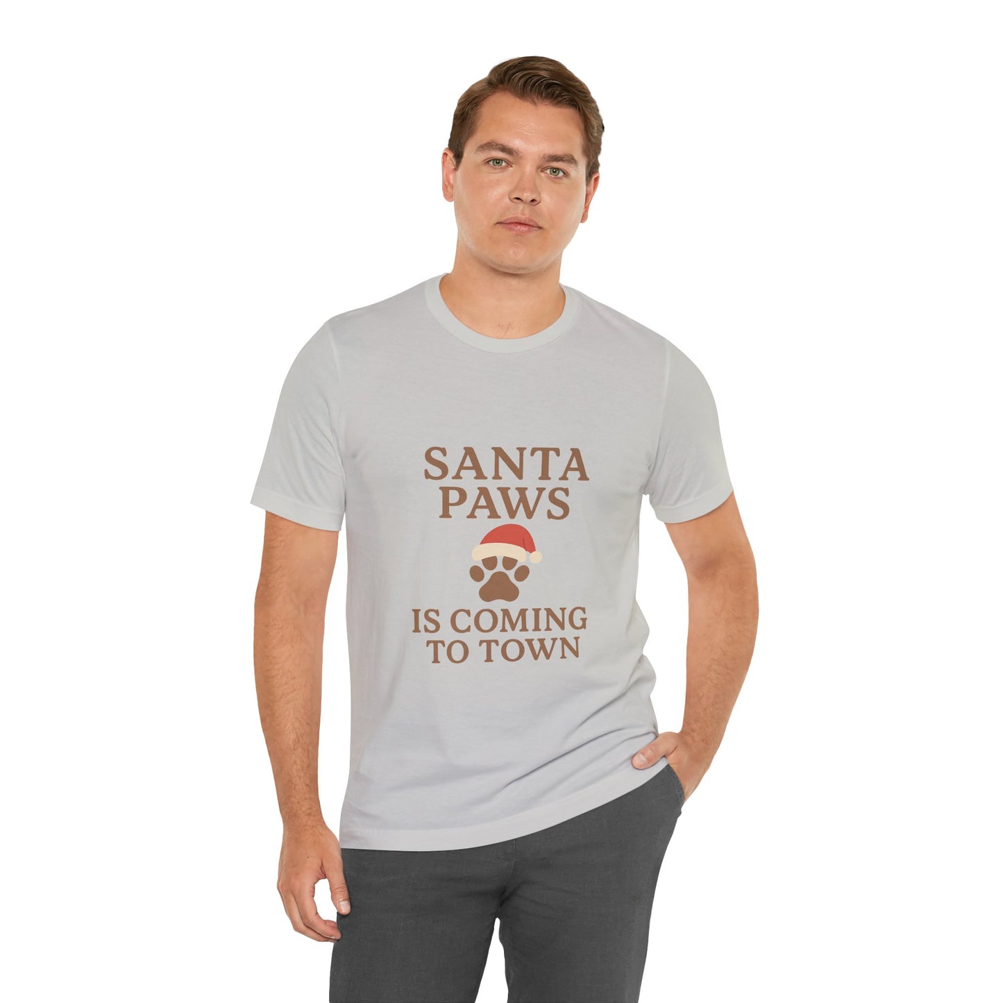 Santa Paws Is Coming To Town Christmas Unisex Jersey Short Sleeve Tee T-shirt