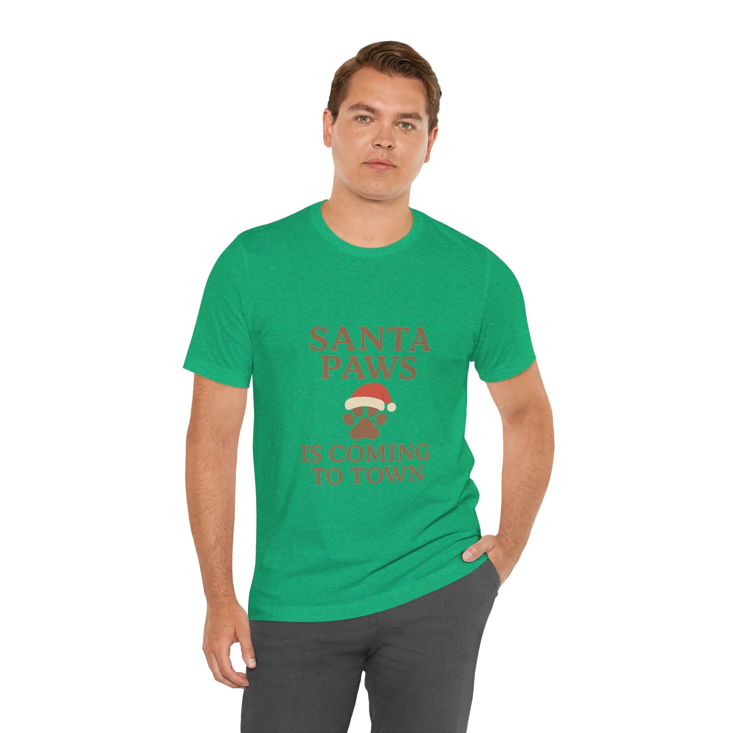 Santa Paws Is Coming To Town Christmas Unisex Jersey Short Sleeve Tee T-shirt