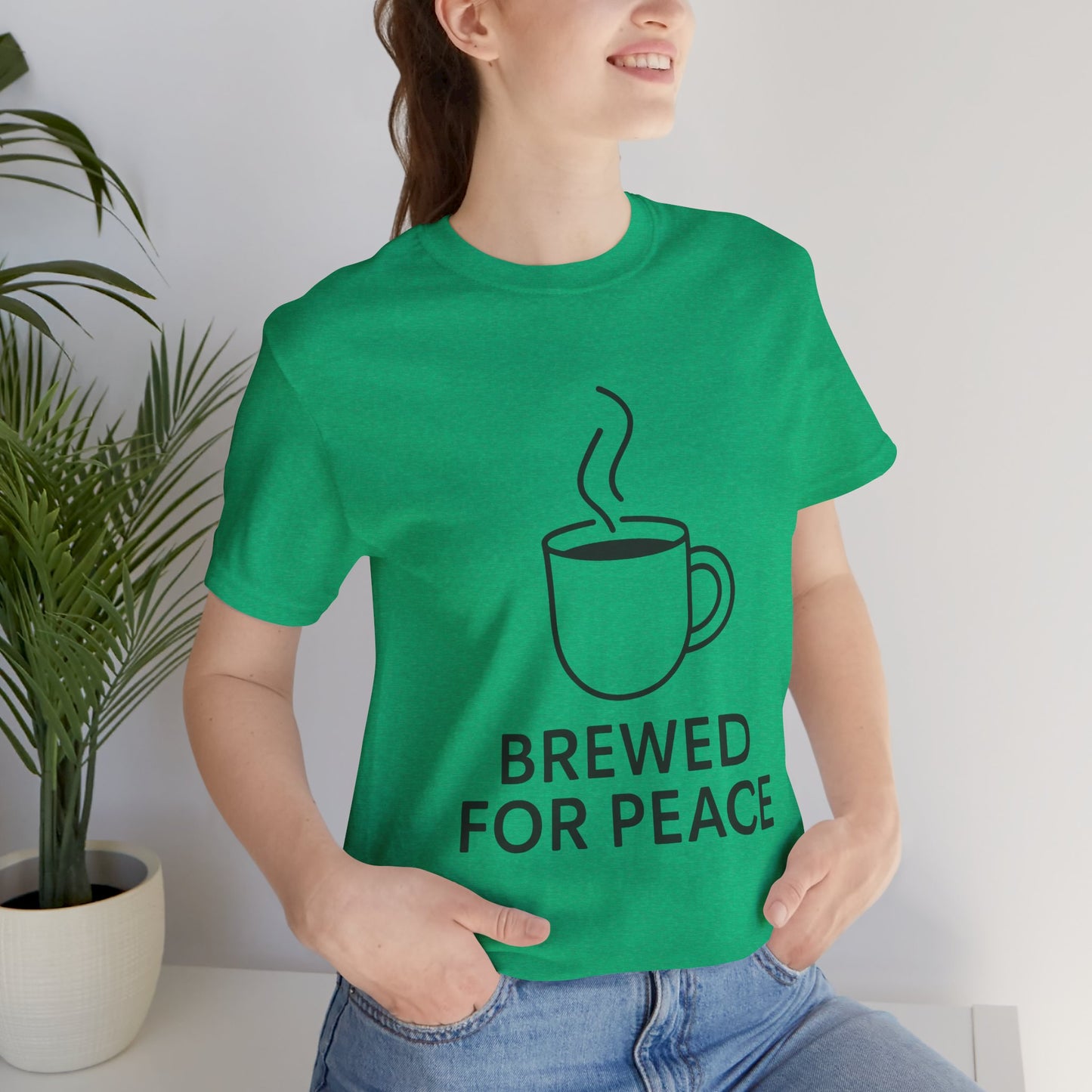 Brewed For Peace Coffee Humor Unisex Jersey Short Sleeve Tee T-shirt