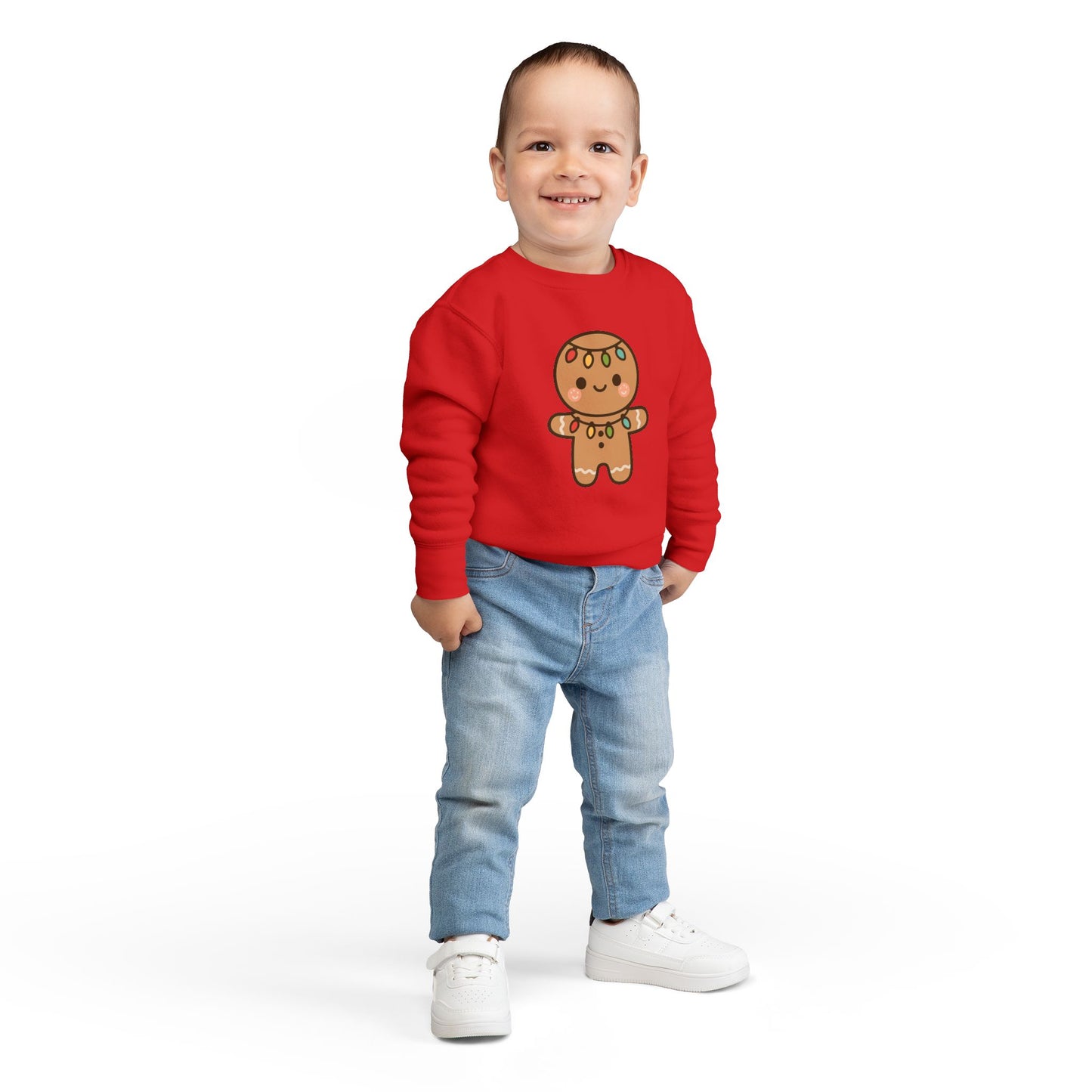 Gingerbread Cookie Decorated With Lights Christmas Toddler Sweatshirt