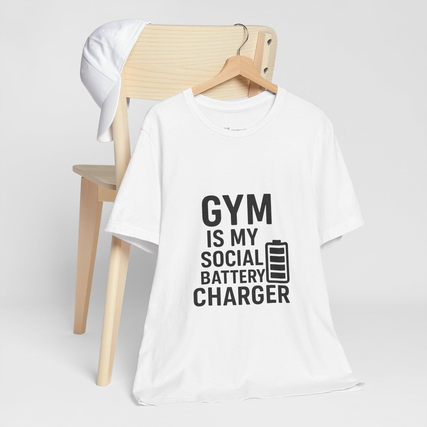 Gym Is My Social Battery Bar Unisex Jersey Short Sleeve Tee T-shirt