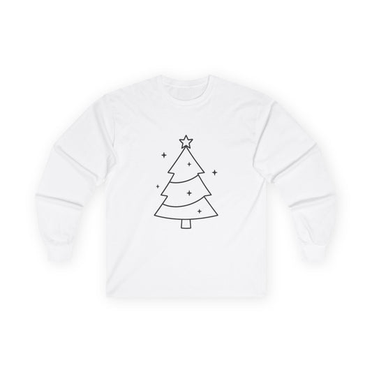 Minimal Design Christmas Tree Unisex Ultra Cotton Long Sleeve Tee