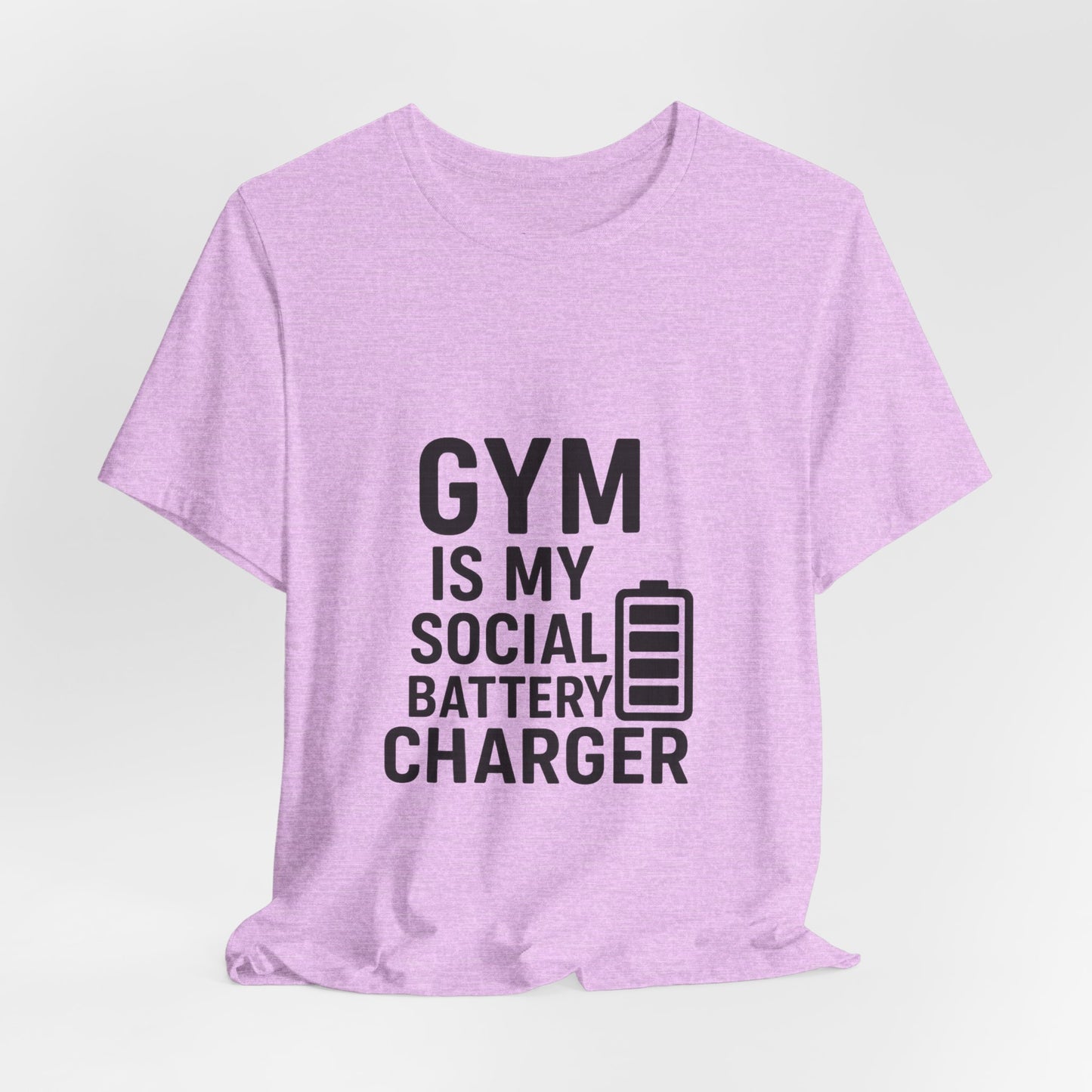 Gym Is My Social Battery Bar Unisex Jersey Short Sleeve Tee T-shirt