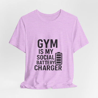 Gym Is My Social Battery Bar Unisex Jersey Short Sleeve Tee T-shirt