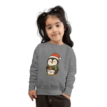 Penguin Drinking Hot Choco Christmas Toddler Sweatshirt