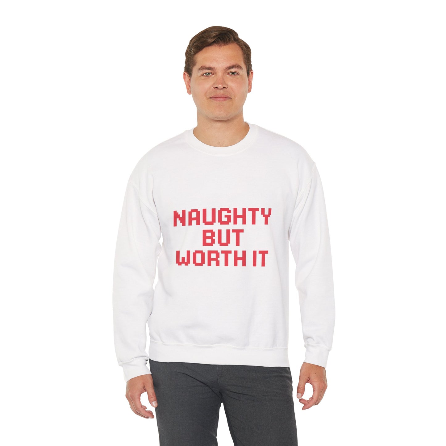 Naughty But Worth It Christmas Unisex Heavy Blend™ Crewneck Sweatshirt