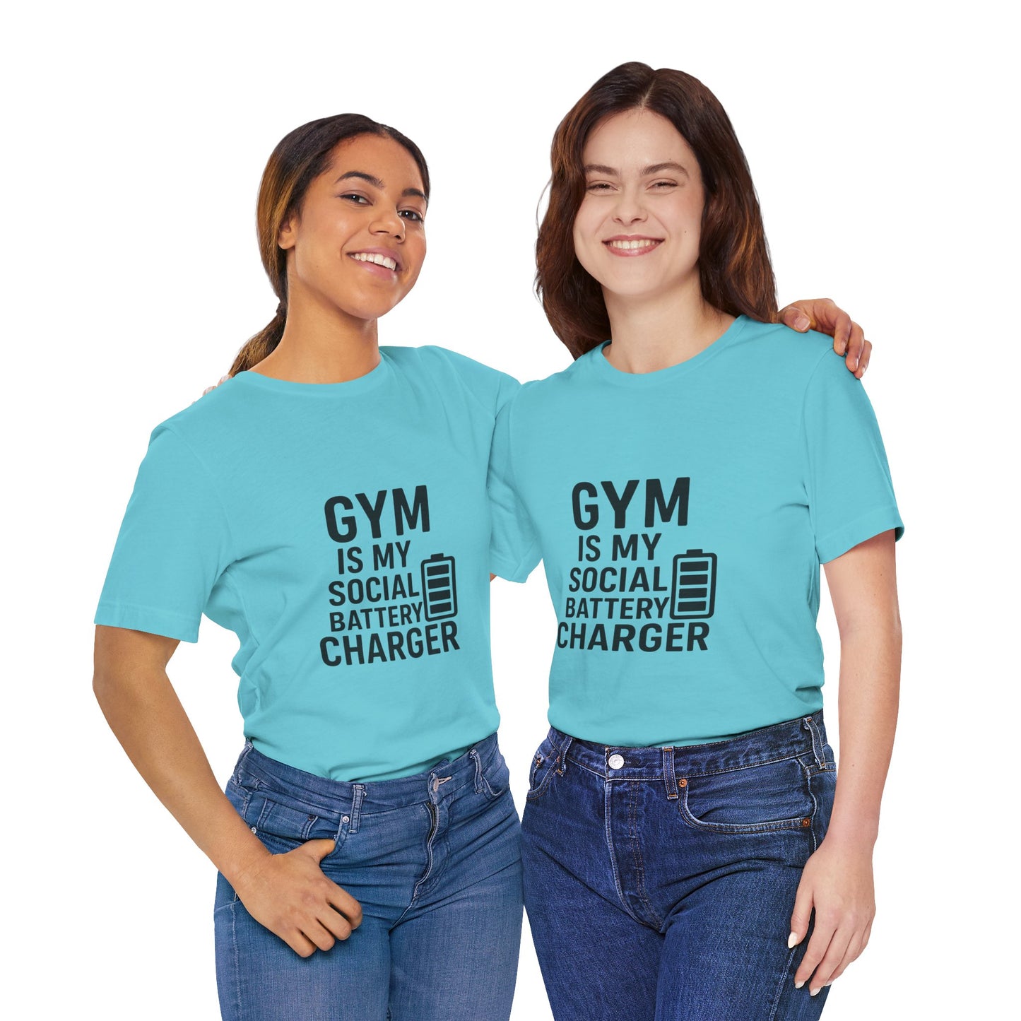 Gym Is My Social Battery Bar Unisex Jersey Short Sleeve Tee T-shirt