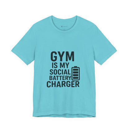 Gym Is My Social Battery Bar Unisex Jersey Short Sleeve Tee T-shirt