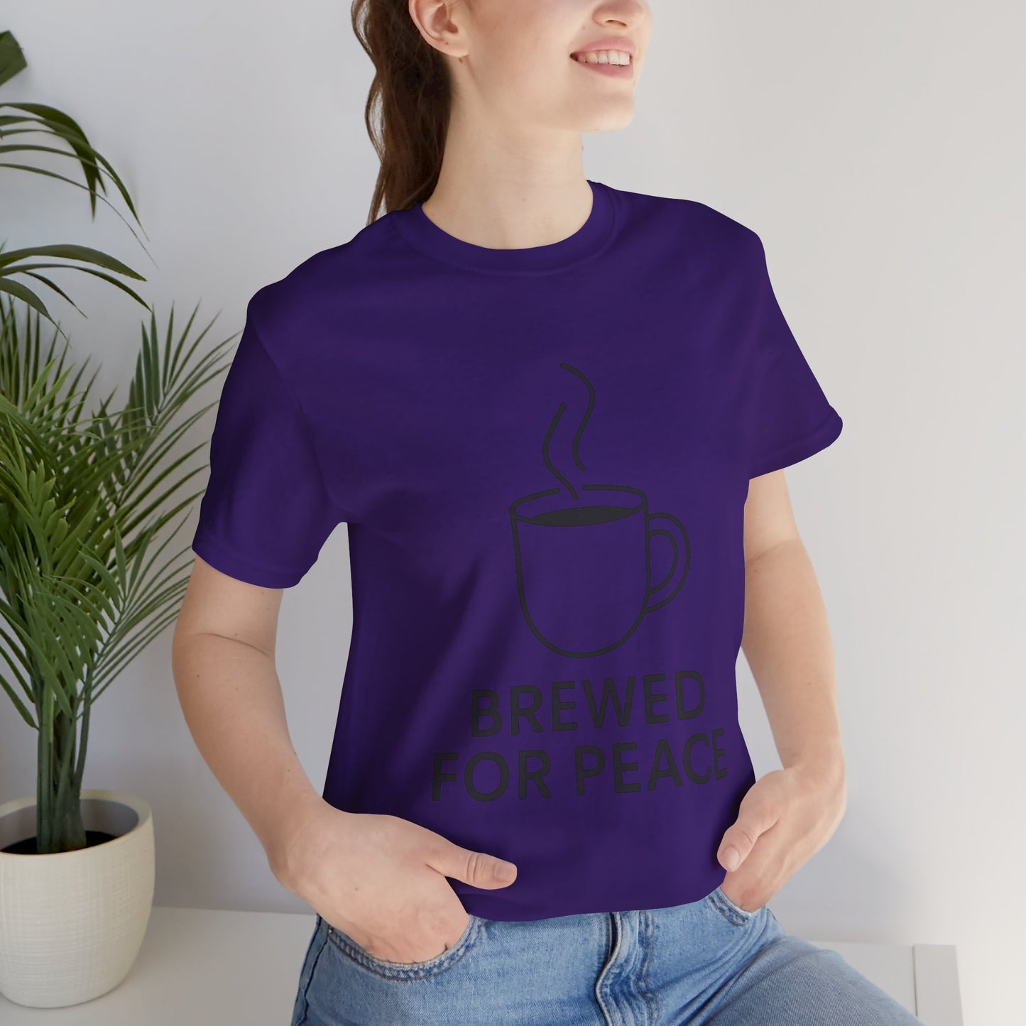 Brewed For Peace Coffee Humor Unisex Jersey Short Sleeve Tee T-shirt