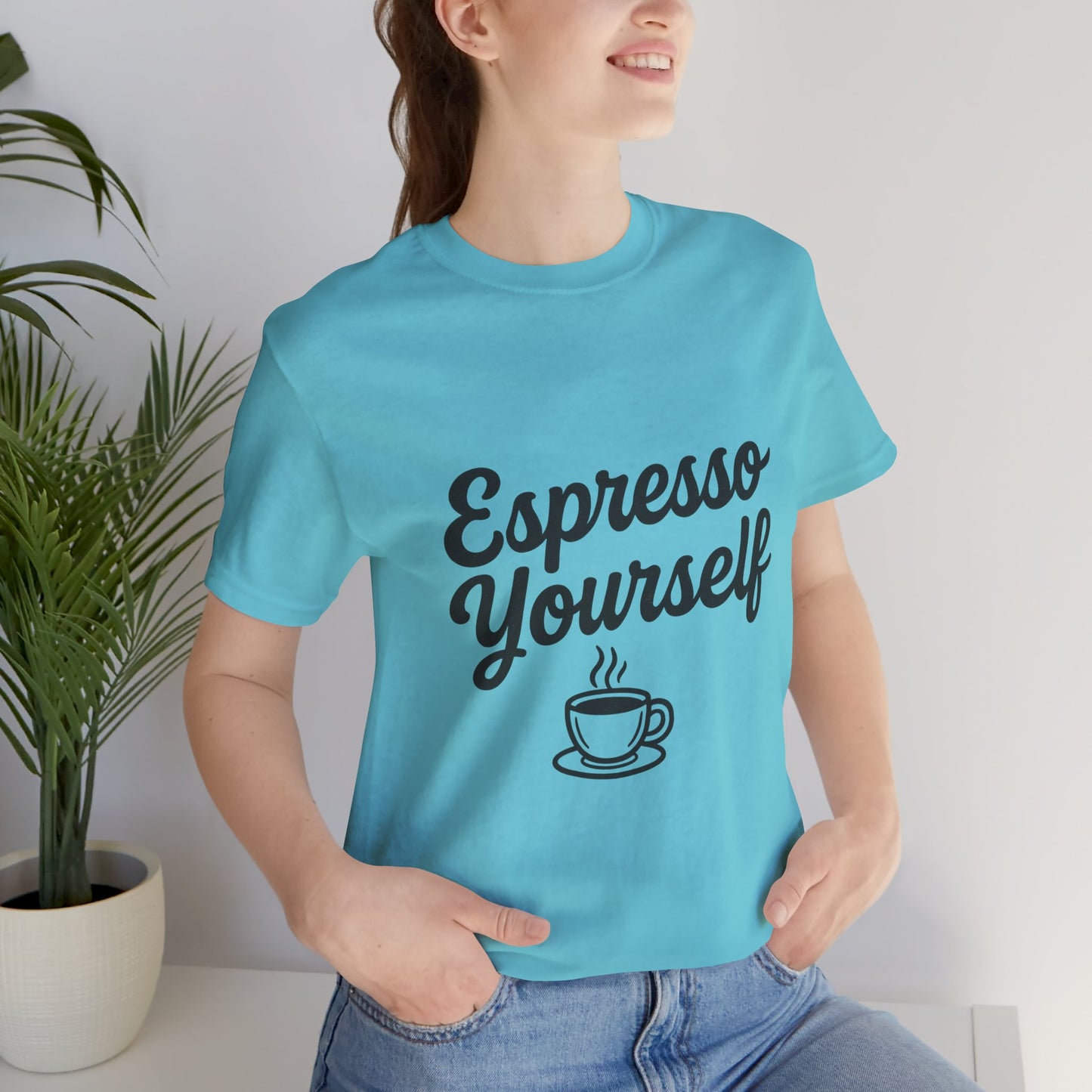 Espresso Yourself Coffee Cup Illustrated Unisex Jersey Short Sleeve Tee T-shirt