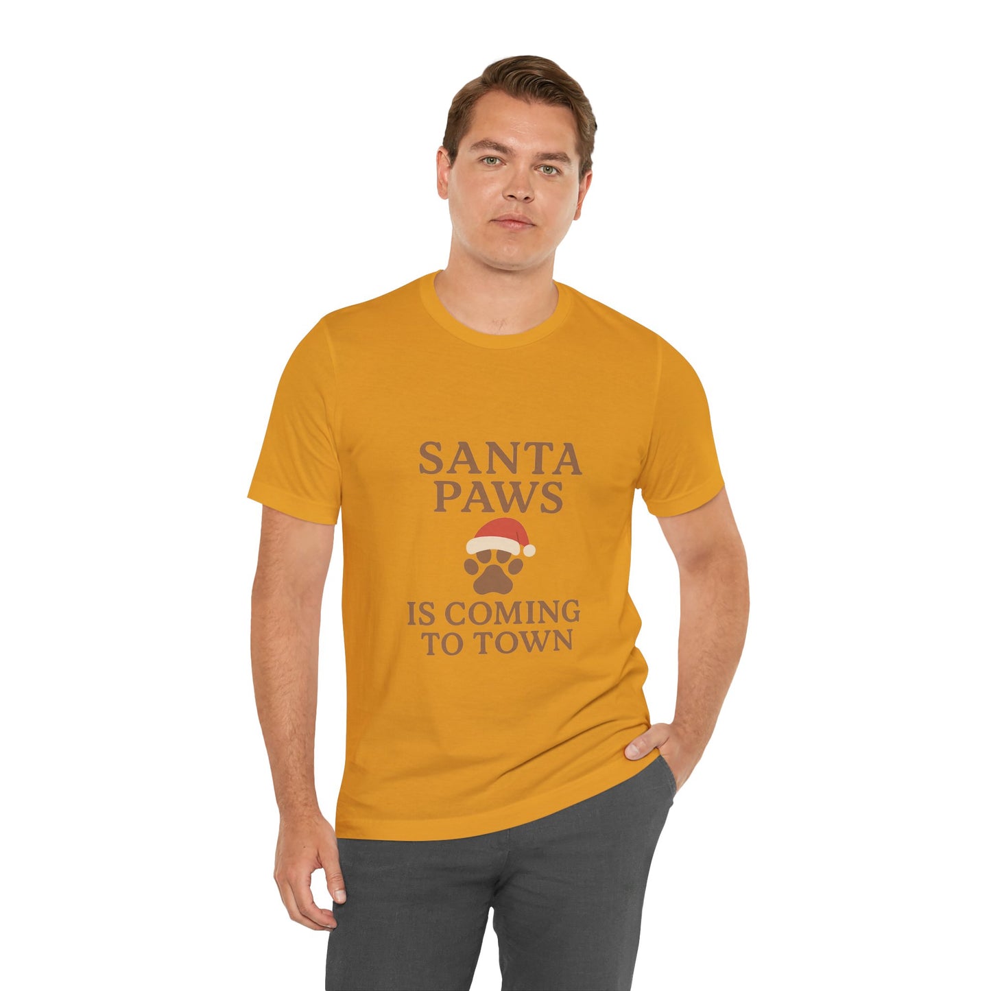 Santa Paws Is Coming To Town Christmas Unisex Jersey Short Sleeve Tee T-shirt