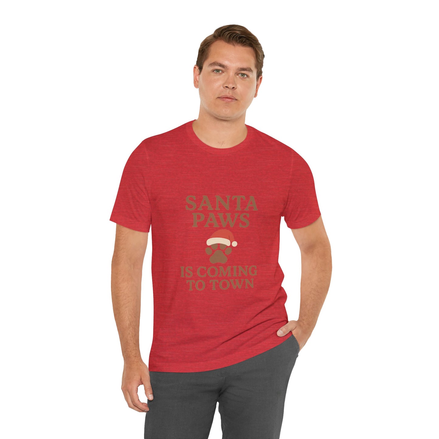 Santa Paws Is Coming To Town Christmas Unisex Jersey Short Sleeve Tee T-shirt