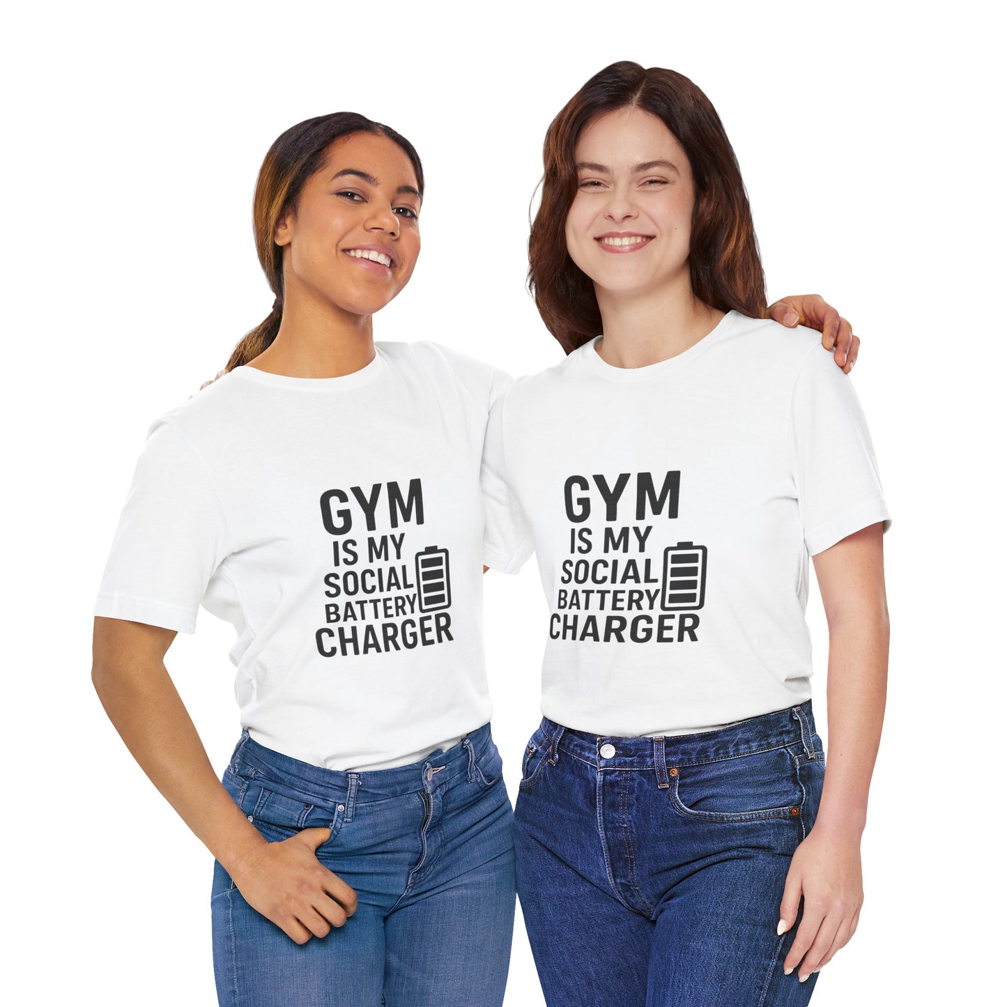 Gym Is My Social Battery Bar Unisex Jersey Short Sleeve Tee T-shirt