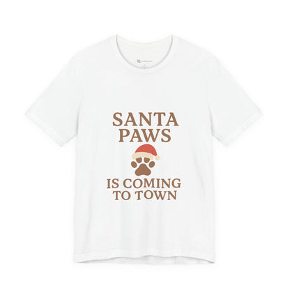 Santa Paws Is Coming To Town Christmas Unisex Jersey Short Sleeve Tee T-shirt