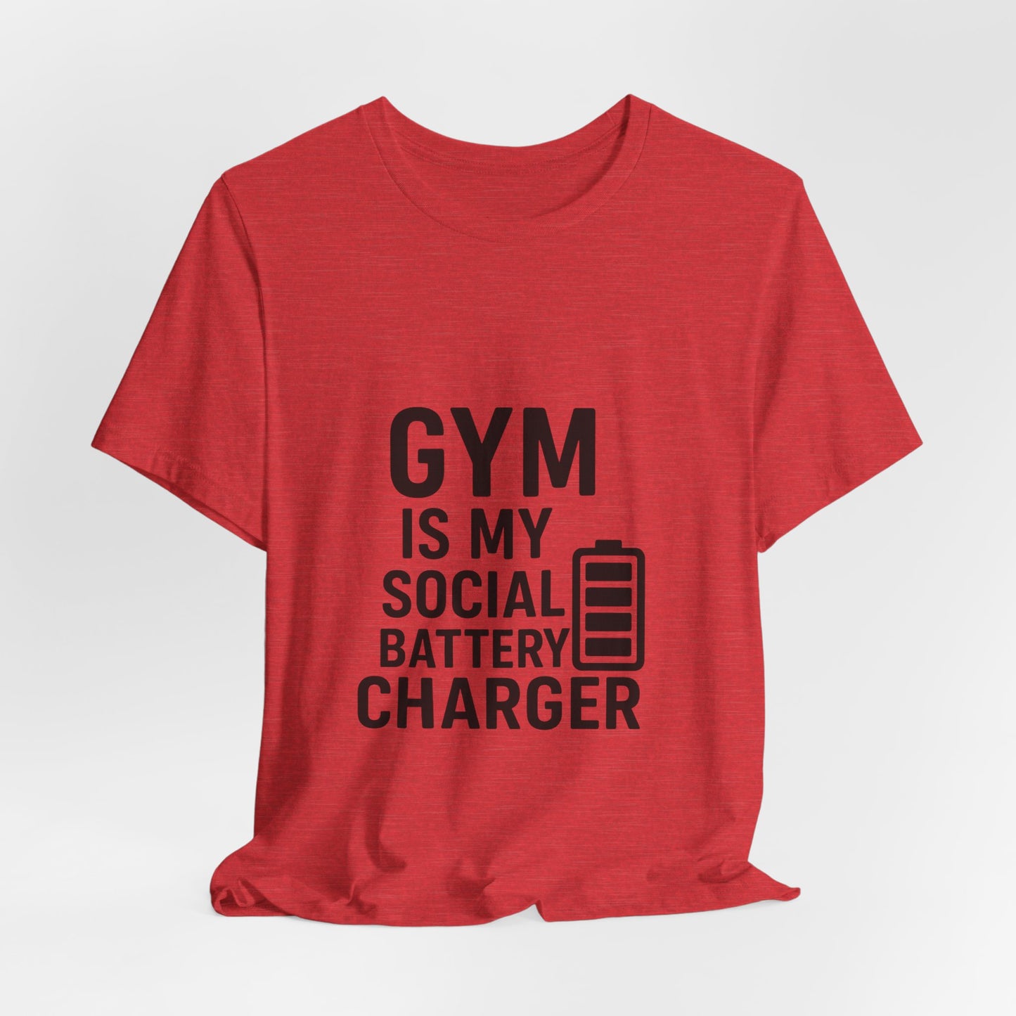 Gym Is My Social Battery Bar Unisex Jersey Short Sleeve Tee T-shirt