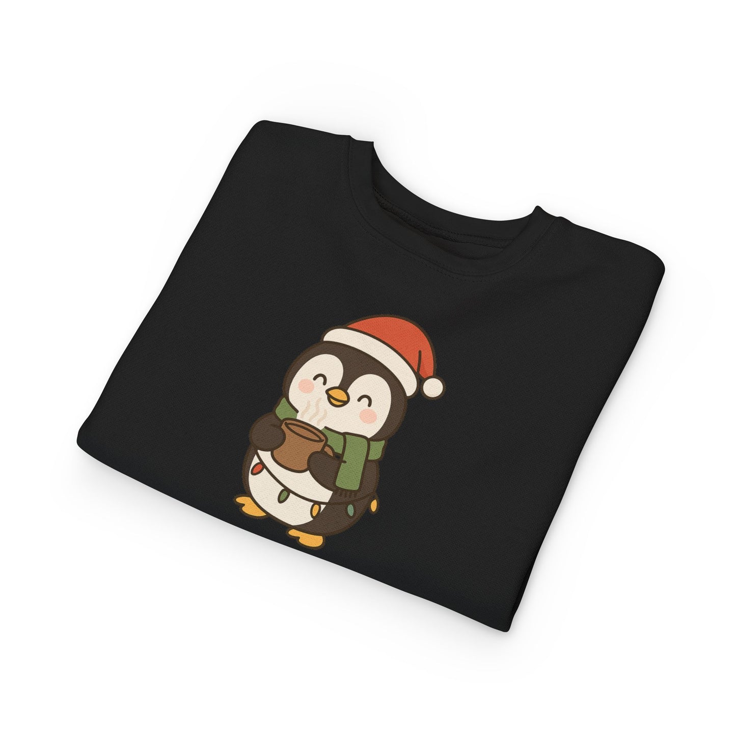 Penguin Drinking Hot Choco Christmas Toddler Sweatshirt