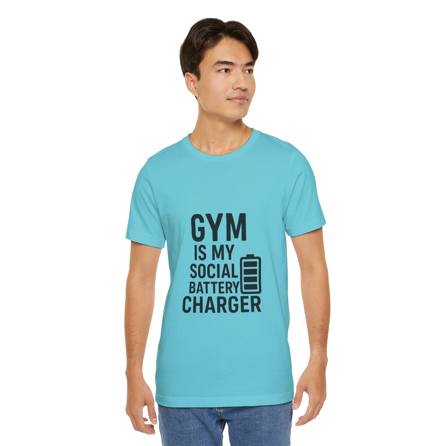Gym Is My Social Battery Bar Unisex Jersey Short Sleeve Tee T-shirt