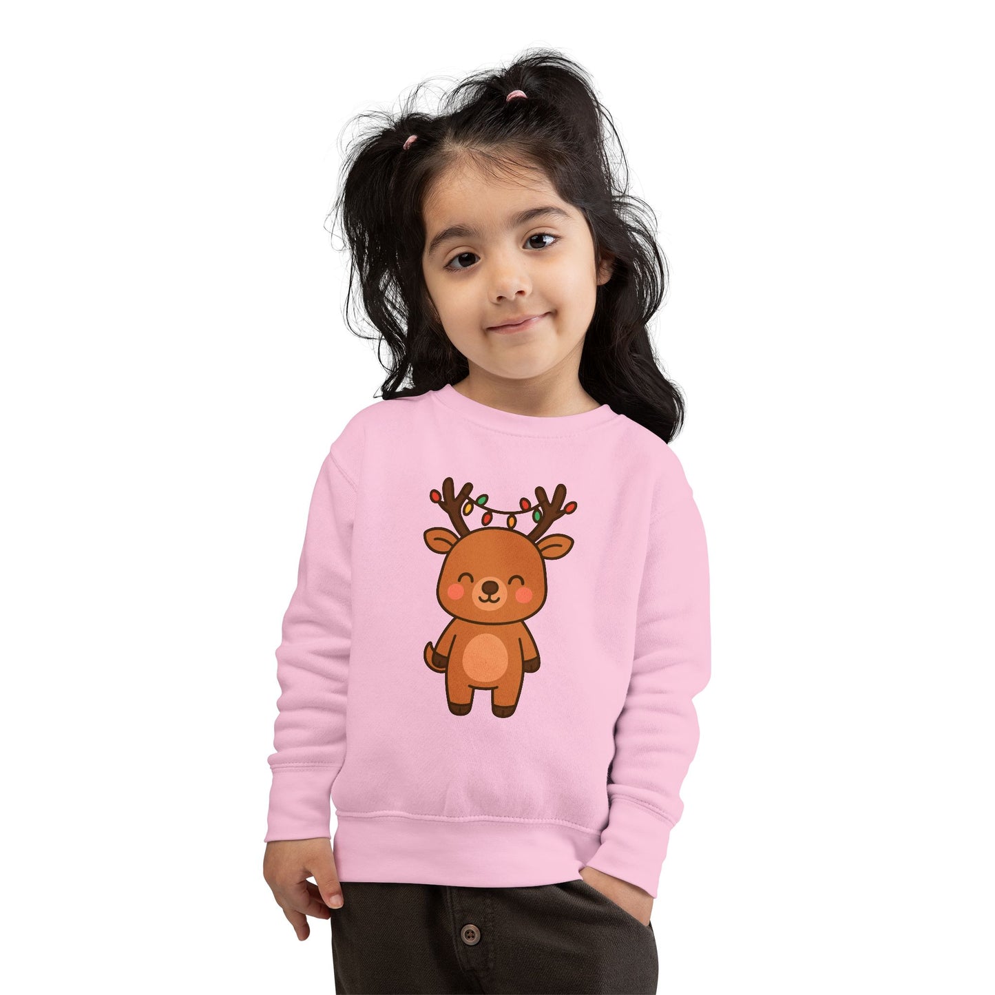 Reindeer Decorated With Lights Christmas Toddler Sweatshirt