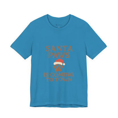 Santa Paws Is Coming To Town Christmas Unisex Jersey Short Sleeve Tee T-shirt