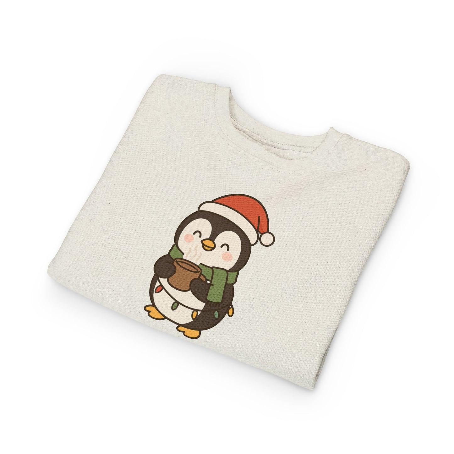 Penguin Drinking Hot Choco Christmas Toddler Sweatshirt